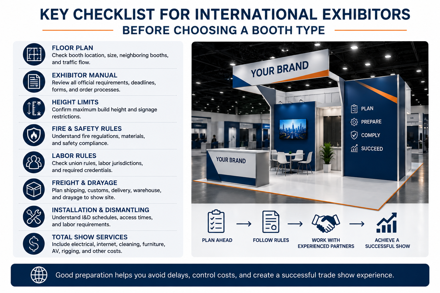 US trade show booth rules and logistics